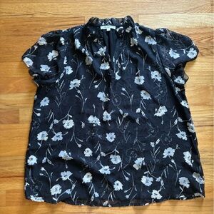 Floral Black and White Blouse